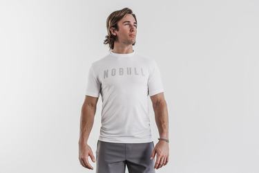 Nobull Men's T Shirts White | Australia (RF7436)